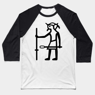 Egyptian Hieroglyphs King with Staff and Mace with Round Head Baseball T-Shirt